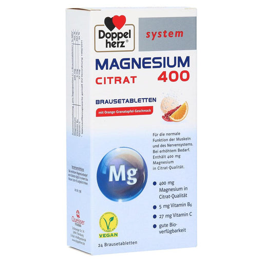 Doppelherz System Magnesium 400 Citrate Orange-Pomegranate Effervescent Tablets 24 pcs.