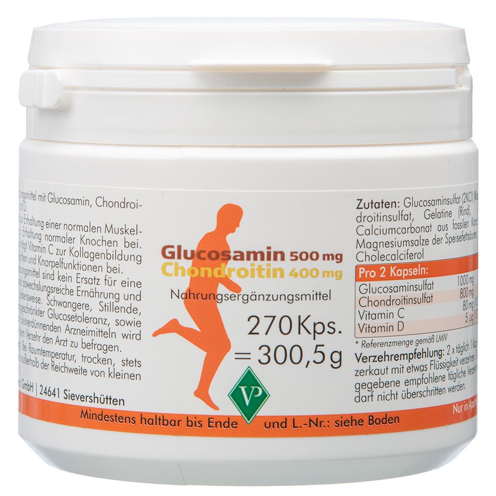Glukosamin 500 mg & chondroitin 400 mg kapsler 270 hette