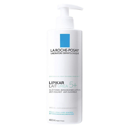 La Roche-Posay Lipikar Urea 5+ Moisturizing Milk is a body lotion specifically designed for very dry skin. Enriched with shea butter, urea and peeling ingredients, this lotion soothes and comforts irritated skin, relieving redness, tightness and irritation.