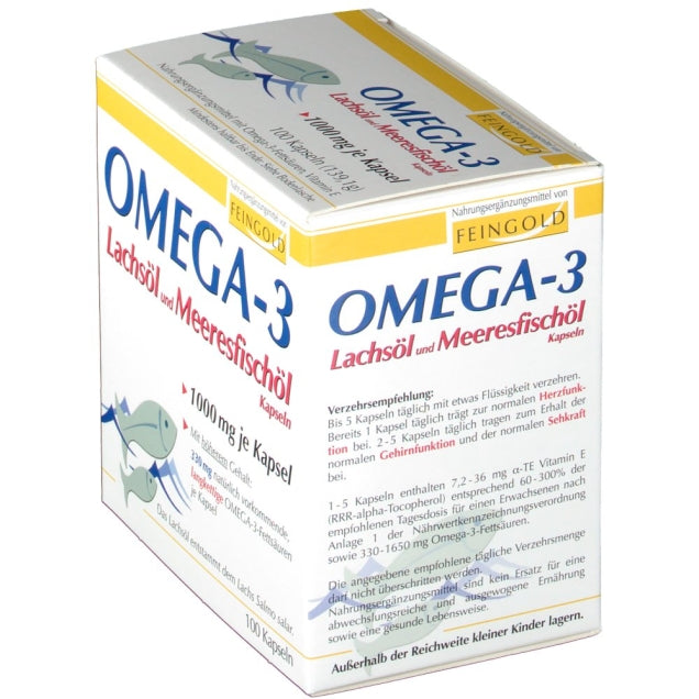 Burton Feingold Omega-3 Salmon Oil and Marine Fish Oil 100 Capsules - side