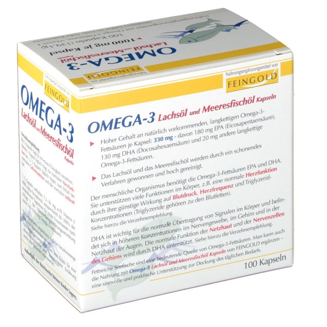 Burton Feingold Omega-3 Salmon Oil and Marine Fish Oil 100 Capsules - back