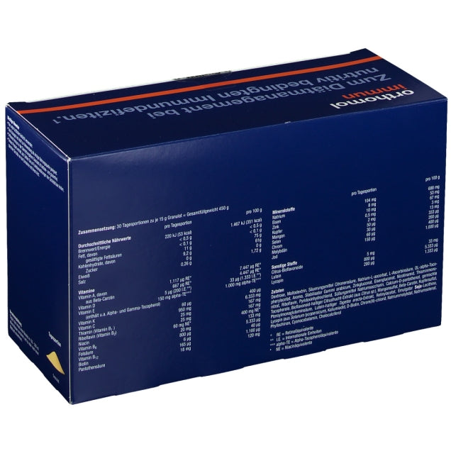 New packaging design - Orthomol Immun Sachets - Immune System Supplement - nutrients list