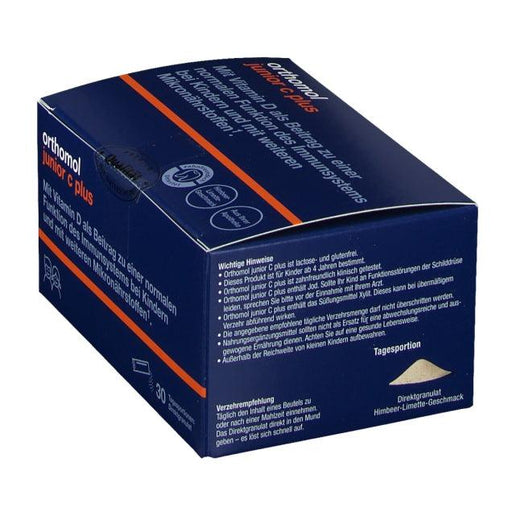 New packaging design - Orthomol Junior Vitamin C Plus Direct Sachets Raspberry Lime - Granules 