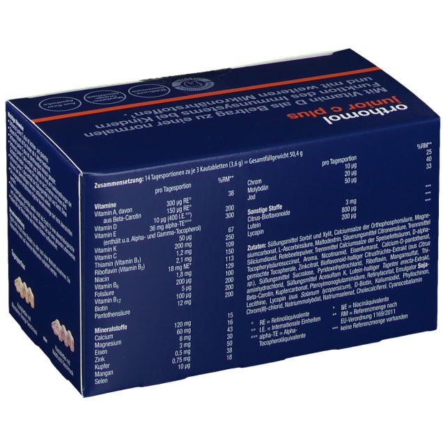 New packaging design - Orthomol Junior Vitamin C Plus Chewable Tab Forest Fruit and Mandarin 14 days nutrients