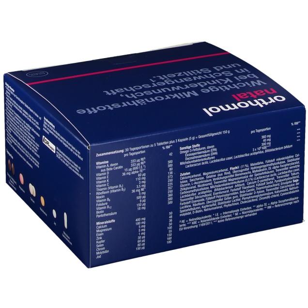 Orthomol Natal Tab & Cap - Pregnancy Supplement 30 days - back of the package
