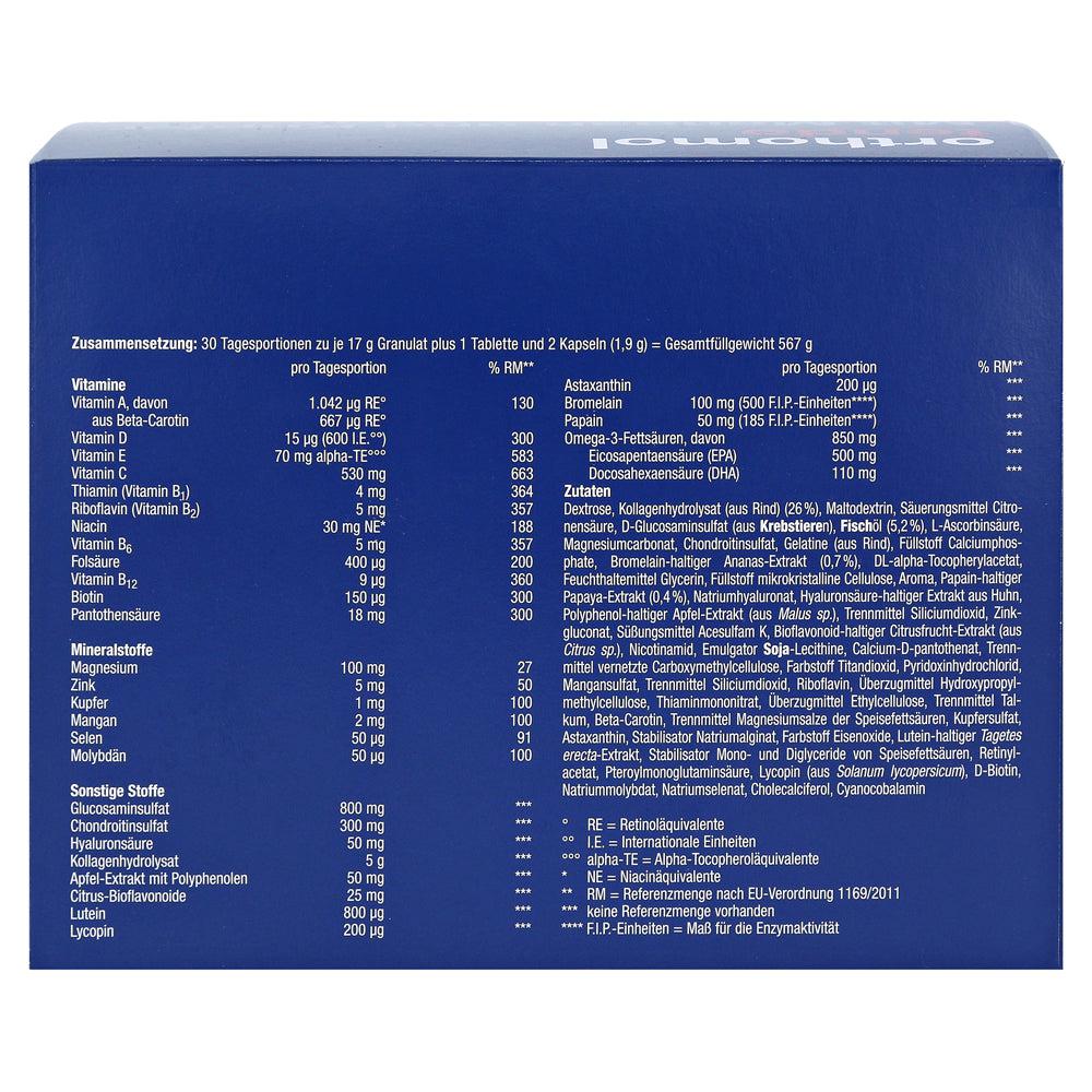 Orthomol Tendo - Connective Tissue 30 days - side of the packaging