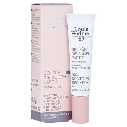 Louis Widmer Eye Contour Gel Lightly Scented 15 ml - tube and box together